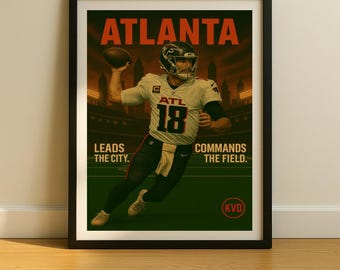 Atlanta Pro Football Wall Art - “Leads the City. Commands the Field.” | Kirk Cousins Inspired Poster | Sports Fan Gift