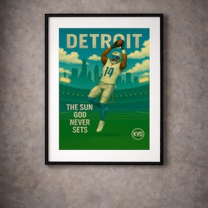 Detroit Pro Football Wall Art - “The Sun God Never Sets.” | Amon Ra St. Brown Inspired Poster | Sports Fan Gift