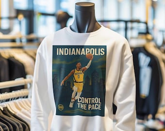 Sudadera unisex de baloncesto profesional de Indiana - "Controla el ritmo" / Camiseta inspirada en Tyrese Haliburton / Regalo para aficionados al deporte