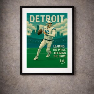 Detroit Pro Football Wall Art - “Leading the Pride. Defining the Drive.” | Jared Goff Inspired Poster | Sports Fan Gift