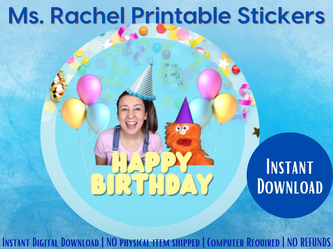 Ms. Rachel Happy Birthday Printable Stickers PDF, Ready to Print, Ms ...
