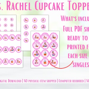 Ms. Rachel Cupcake Toppers: 12-piece Birthday Set (digital Download) - Etsy