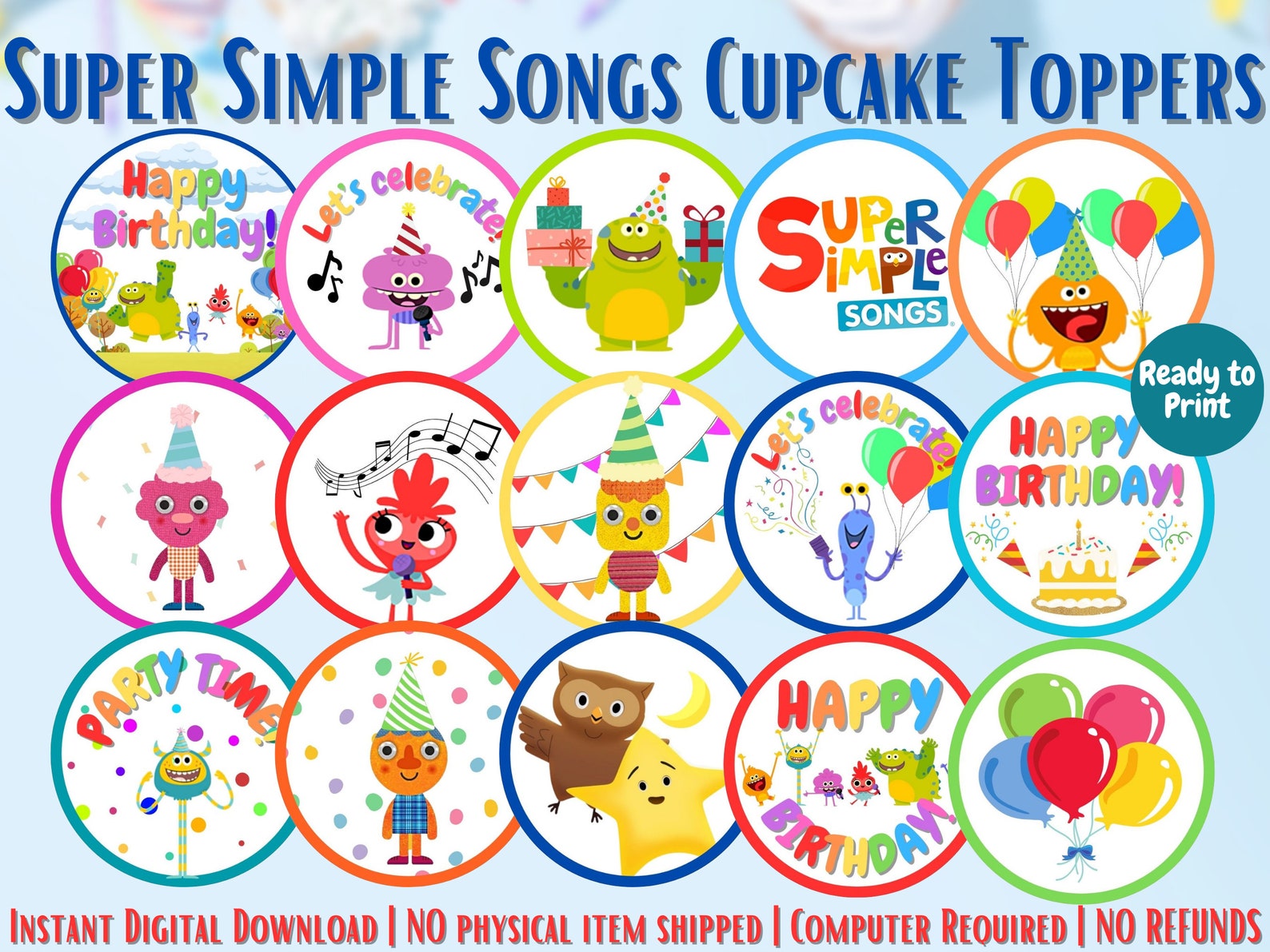 Super Simple Songs Birthday Cupcake Toppers 15 piece Set digital super-simple-songs-birthday-cupcake-toppers-15-piece-set-digital