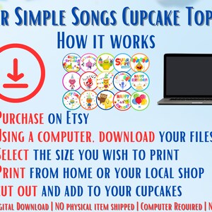 Super Simple Songs Birthday Cupcake Toppers, 15-piece Set, Ready to