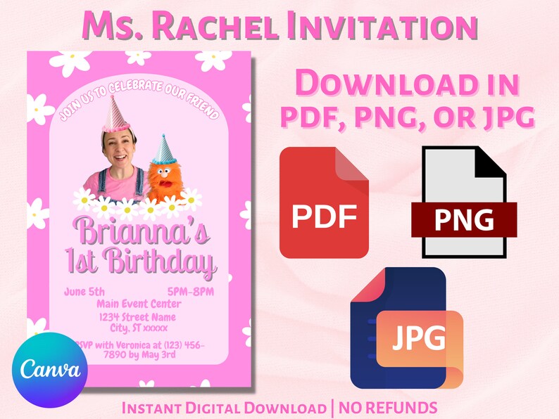 Ms Rachel Invitation Editable Template Customized Print Etsy Ms Rachel Invitation Editable Template Customized Print Etsy