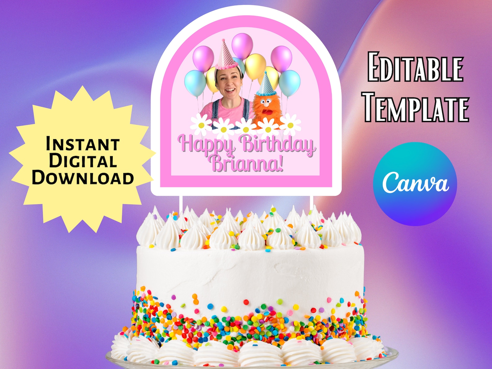 Ms. Rachel Birthday Cake Topper: Editable Party Decoration (digital ...