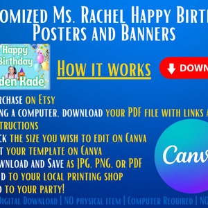 Custom Ms. Rachel Birthday Banner & Poster (digital Download) - Etsy