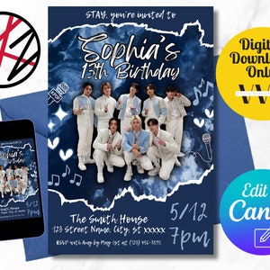 Editable Stray Kids Invitation | Stray Kids Birthday Card | Editable Invitation | Print and Digital Invitations | DIGITAL DOWNLOAD ONLY