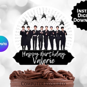 Customized Stray Kids 5 Star Cake Topper | Instant Digital Download | 7 Sizes | Editable Template | Stray Kids Birthday Party Decorations