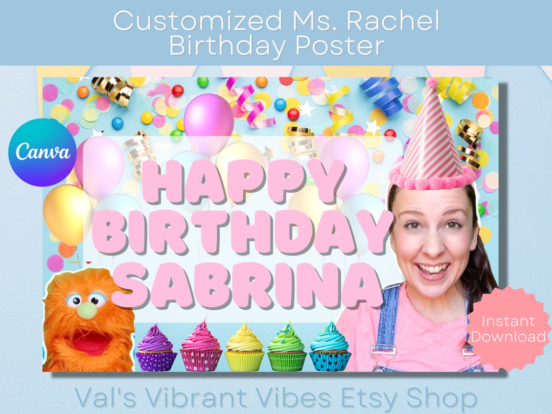 Customized Ms. Rachel Happy Birthday Poster Instant Download - Etsy