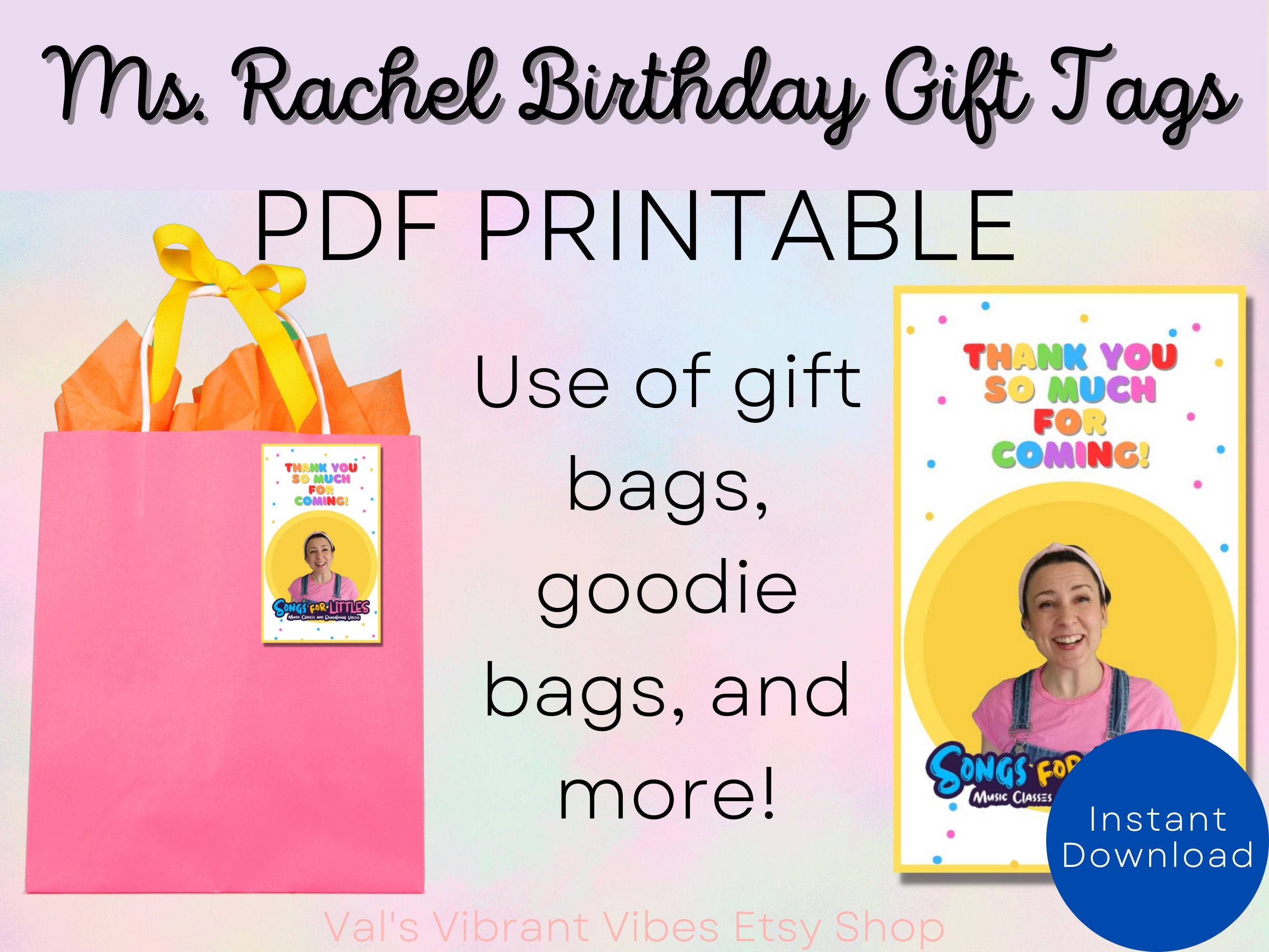 Ms. Rachel Gift Tags Ms. Rachel Birthday Decorations - Etsy