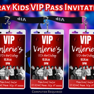 Individuelle Stray Kids VIP PASS-Einladung | 4 Größen | Canva-Vorlage | Sofortiger digitaler Download | Stray Kids überall auf der Welt