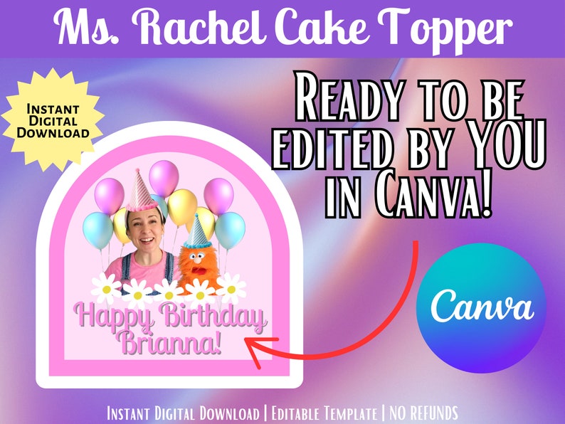 Ms. Rachel Cake Topper Instant Download Digital download - Etsy México