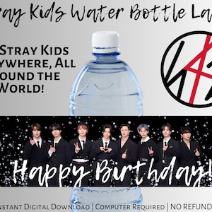 Stray Kids 5 Sterne Wasserflasche | Sofortiger digitaler Download | PDF | Keine Bearbeitung erforderlich | Druckfertig | Stray Kid Bleibt | Geburtstag