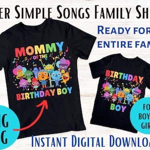 Canciones súper simples Camisas de cumpleaños PNG SVG, Camisas familiares a juego, Paquetes para camisas, Fiesta de cumpleaños para niños pequeños y niños, Descarga digital