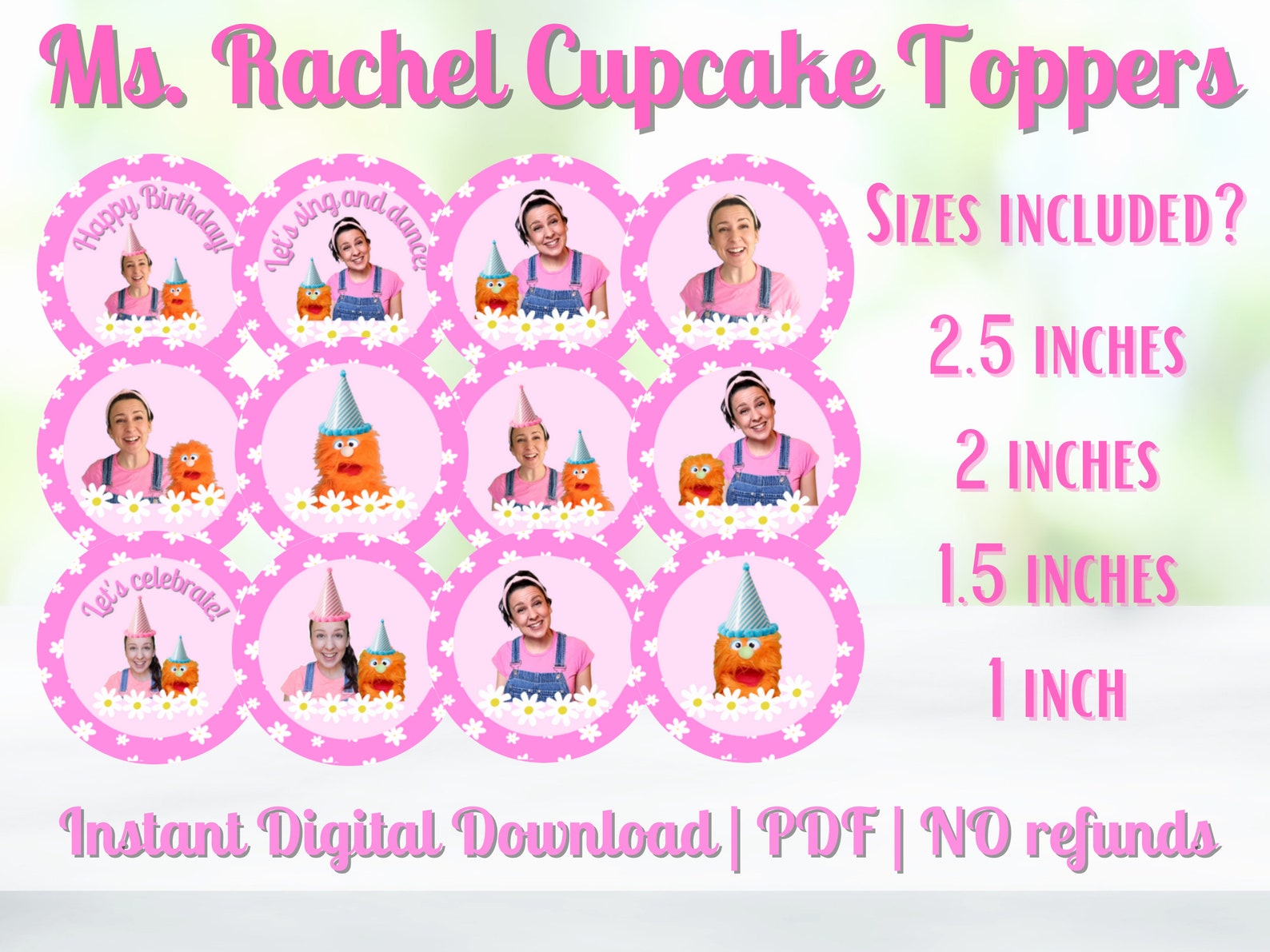 Ms. Rachel Cupcake Toppers Instant Digital Download - Etsy Canada