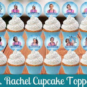 Ms. Rachel Cupcake Toppers in Blue for Mini and Regular Cupcakes | Ready to Print | Kid&#39;s Party Decorations | Instant Digital Download