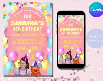 Personalized Ms. Rachel Birthday Invitation: Canva Template (Digital Download)