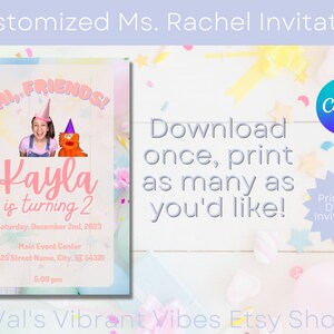 Custom Ms. Rachel Birthday Invitation With Herbie (canva Template) - Etsy