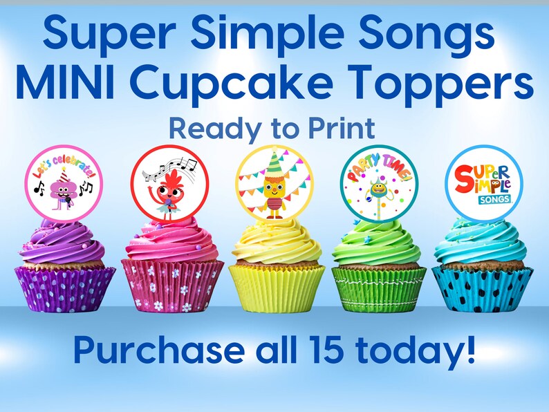 Super Simple Songs MINI Cupcake Toppers 15piece Set Etsy