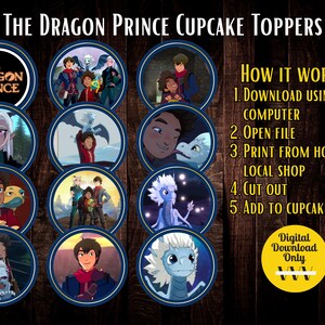 The Dragon Prince Cupcake Toppers | Party Favors & Decorations | Set of ...