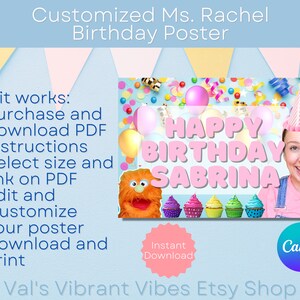 Customized Ms. Rachel Happy Birthday Poster Instant Download - Etsy