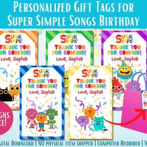Etiquetas de Regalo Personalizadas para Cumpleaños de Canciones Súper Simples, Plantilla Editable, Etiquetas de Cumpleaños, Descargar e Imprimir, Etiquetas de Regalo Imprimibles, PDF PNG JPG