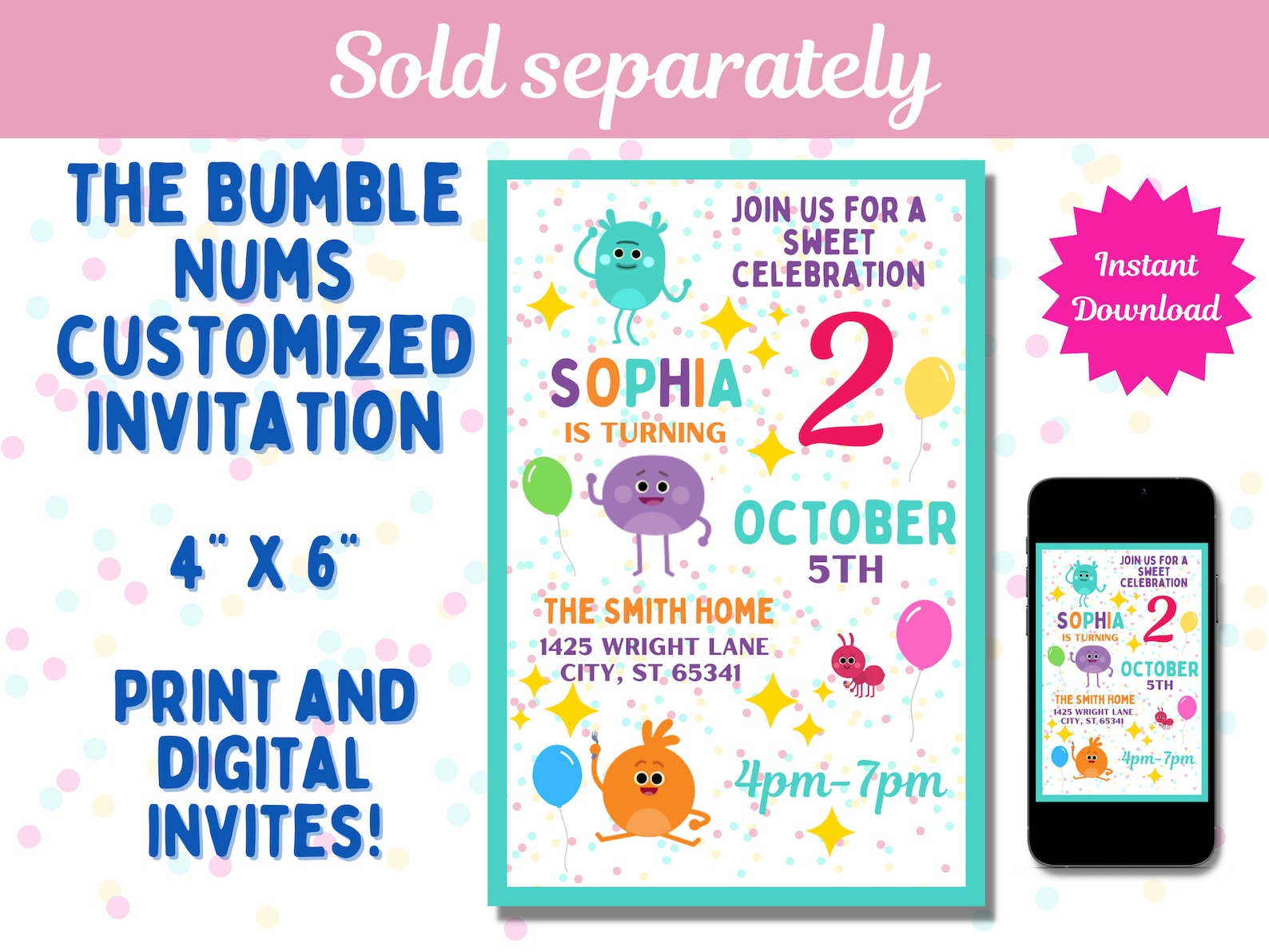 Bumble Nums Birthday Party Labels: Printable Decorations (PDF) - Etsy