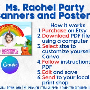 Ms. Rachel Party Banners and Posters | Birthday Decorations | Instant ...