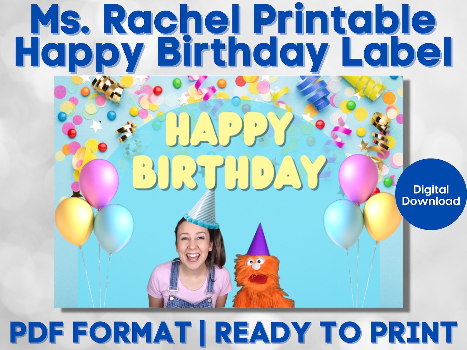 Printable Ms. Rachel Happy Birthday Label PDF 3 X - Etsy