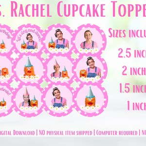 Ms. Rachel Cupcake Toppers: 12-piece Birthday Set (digital Download) - Etsy