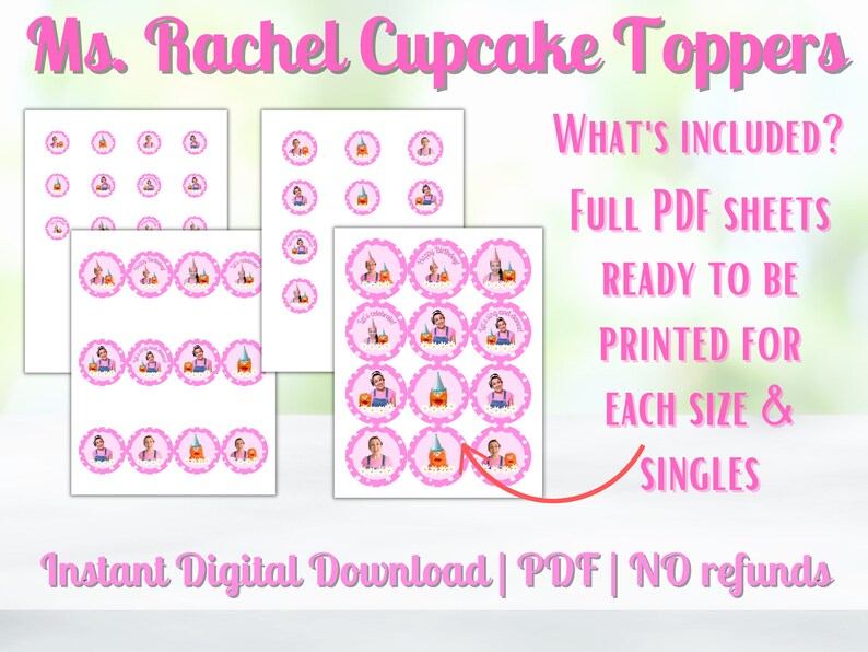 Ms. Rachel Cupcake Toppers Instant Digital Download - Etsy Canada