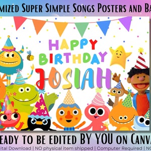 Super Simple Songs Birthday Poster: Editable Canva Template (Digital Download)