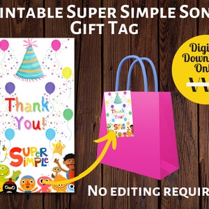 Super Simple Songs Gift Tag: Printable Birthday Party Favor (Instant Download)