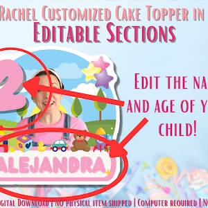 Custom Ms. Rachel Pink Cake Topper: Editable Birthday Party Decor ...