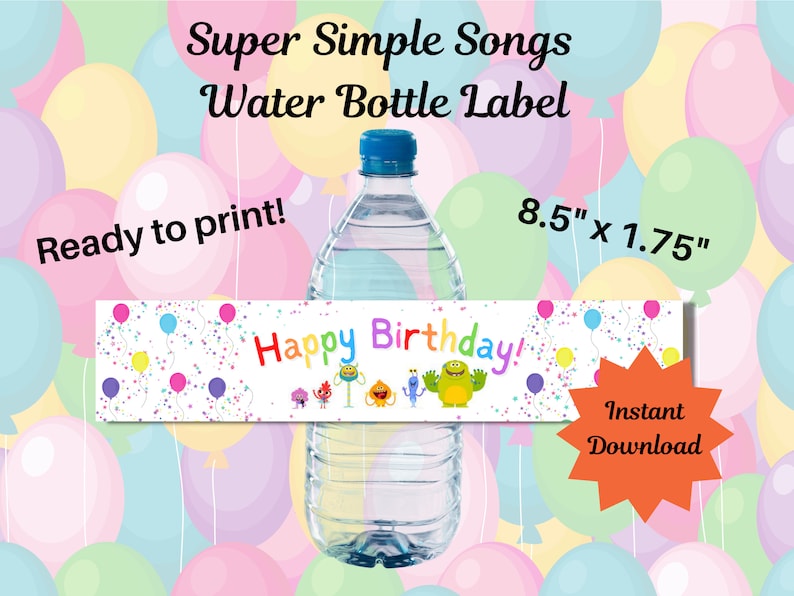 Super Simple Songs Water Bottle Label Printable Party - Etsy