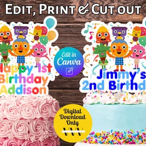 Editable Super Simple Songs Cake Topper | DIGITAL DOWNLOAD ONLY | Super Simple Songs Birthday | Canva Template, Printable Cake Topper