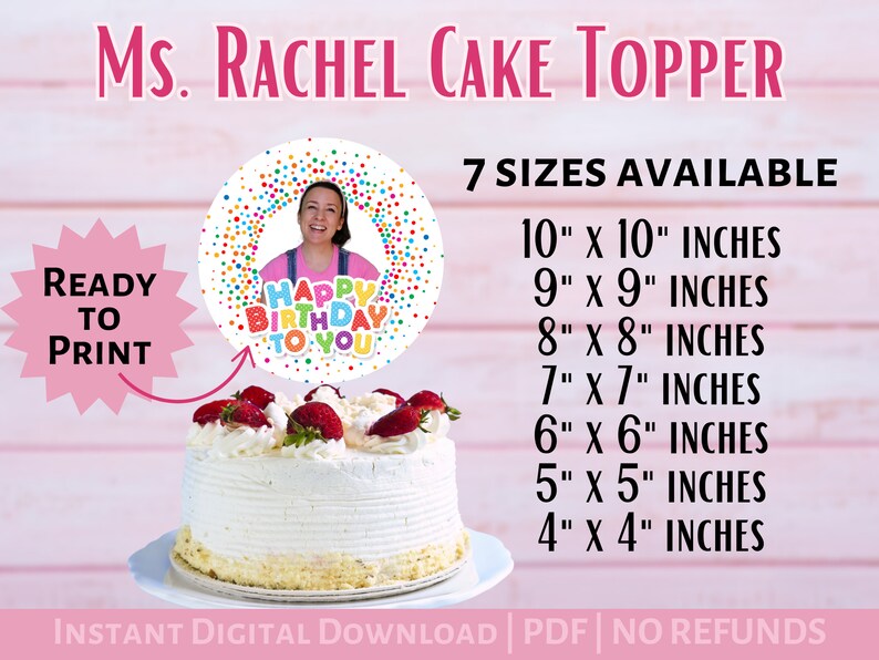 Ms. Rachel Cake Topper Instant Download 7 Sizes Songs - Etsy