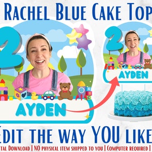 Customized Ms. Rachel Blue Cake Topper, Ms. Rachel Party Decorations, Editable Template, Instant Digital Download, 6 Sizes, 1 Price