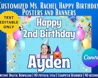 Ms Rachel Birthday Banner Backdrop Blue Ms Rachel Birthday - Etsy