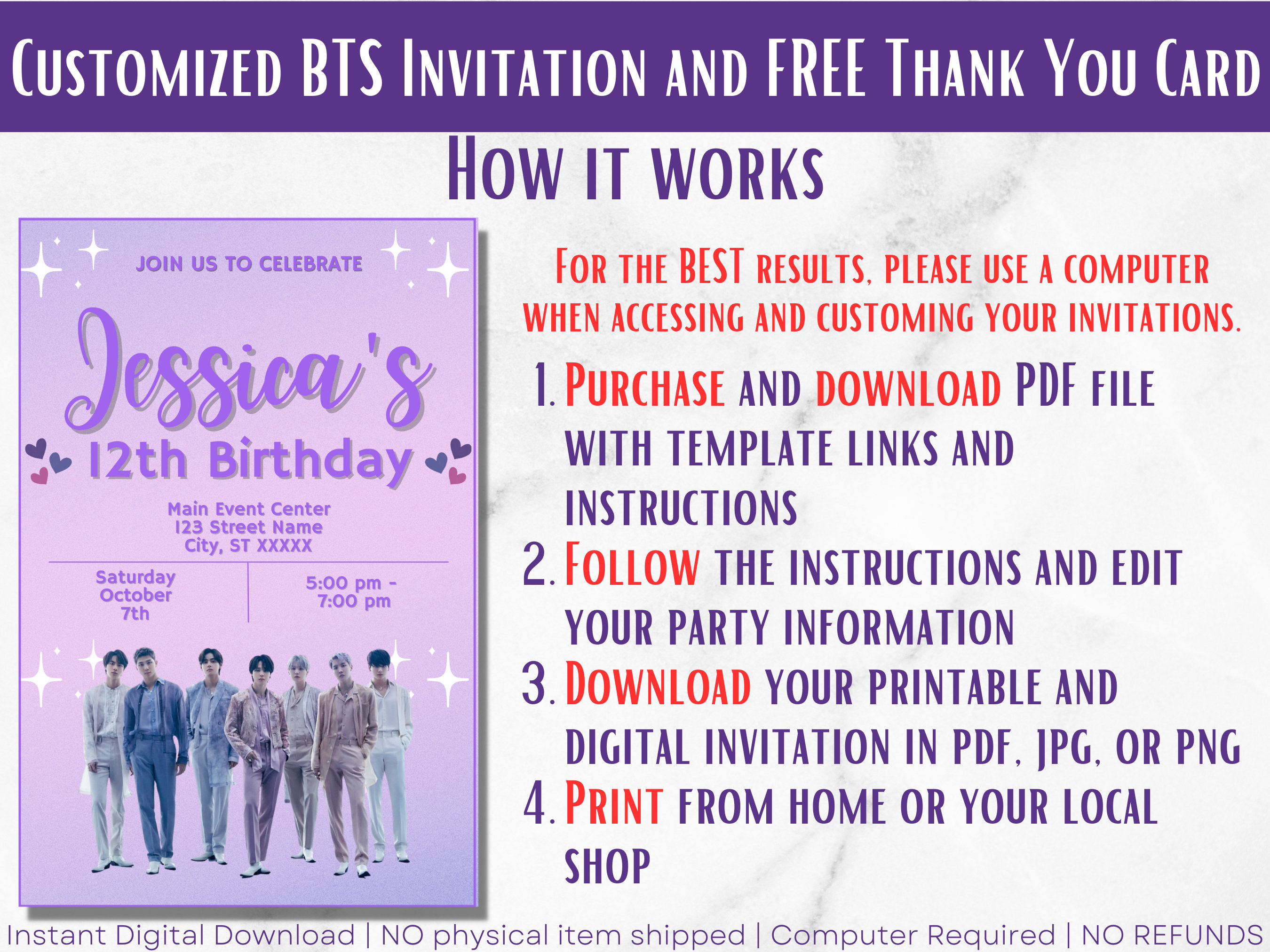 Free Editable Template BTS Invitation 01 2023