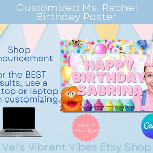 Customized Ms. Rachel Happy Birthday Poster Instant Download - Etsy