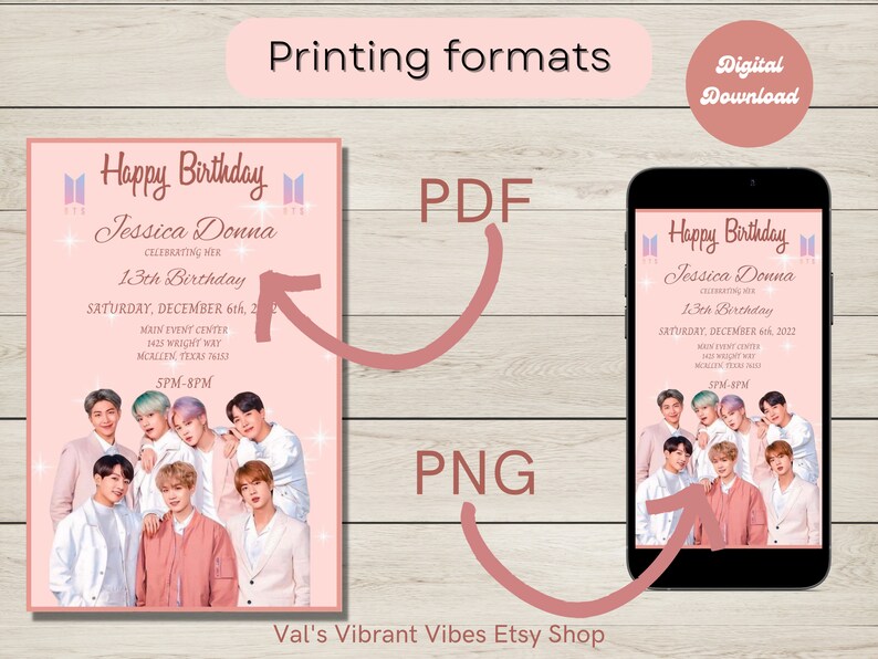 Customized BTS Invitation BTS Birthday Celebration 4x6 - Etsy
