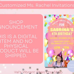 Personalized Ms. Rachel Birthday Invites | Custom Print & Digital ...