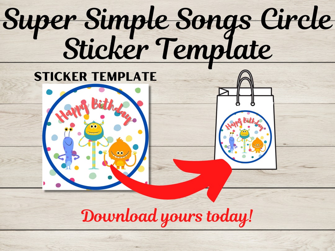 Super Simple Songs Circle Sticker Template Instant Download - Etsy