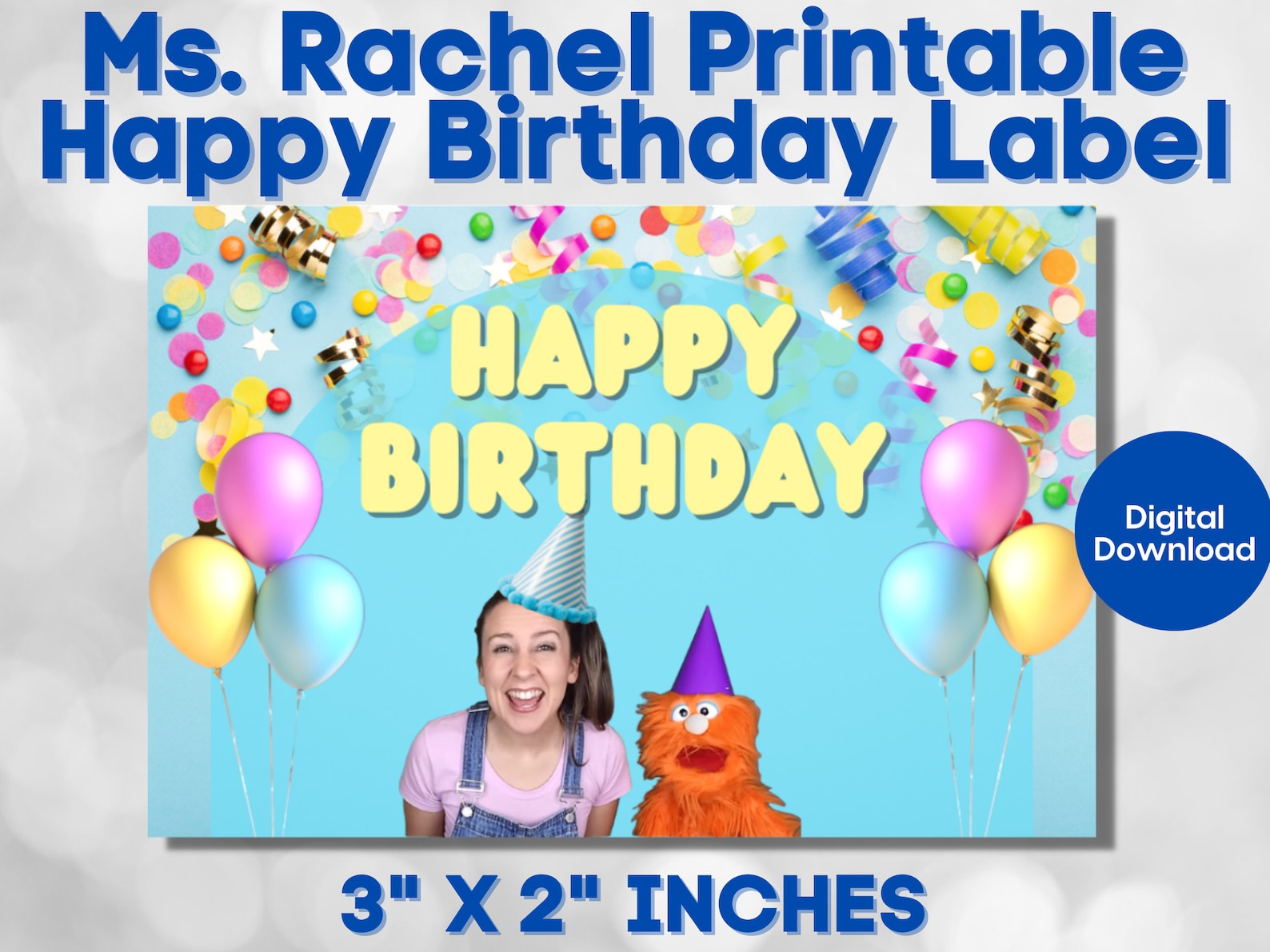 Printable Ms. Rachel Happy Birthday Label PDF 3 X - Etsy