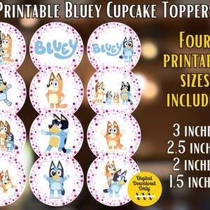 Printable Bluey Cupcake Toppers in Pink 4 Sizes Bluey Birthday Bluey ...