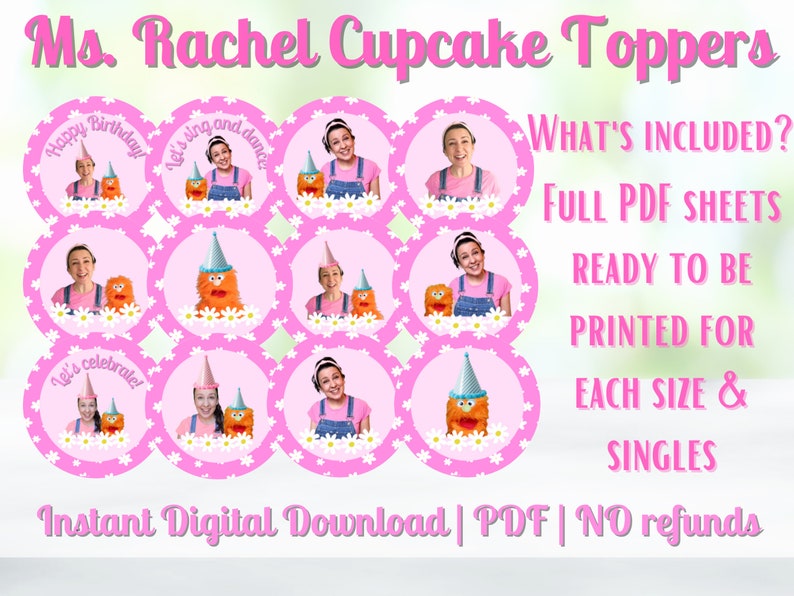 Ms. Rachel Cupcake Toppers Instant Digital Download - Etsy Canada