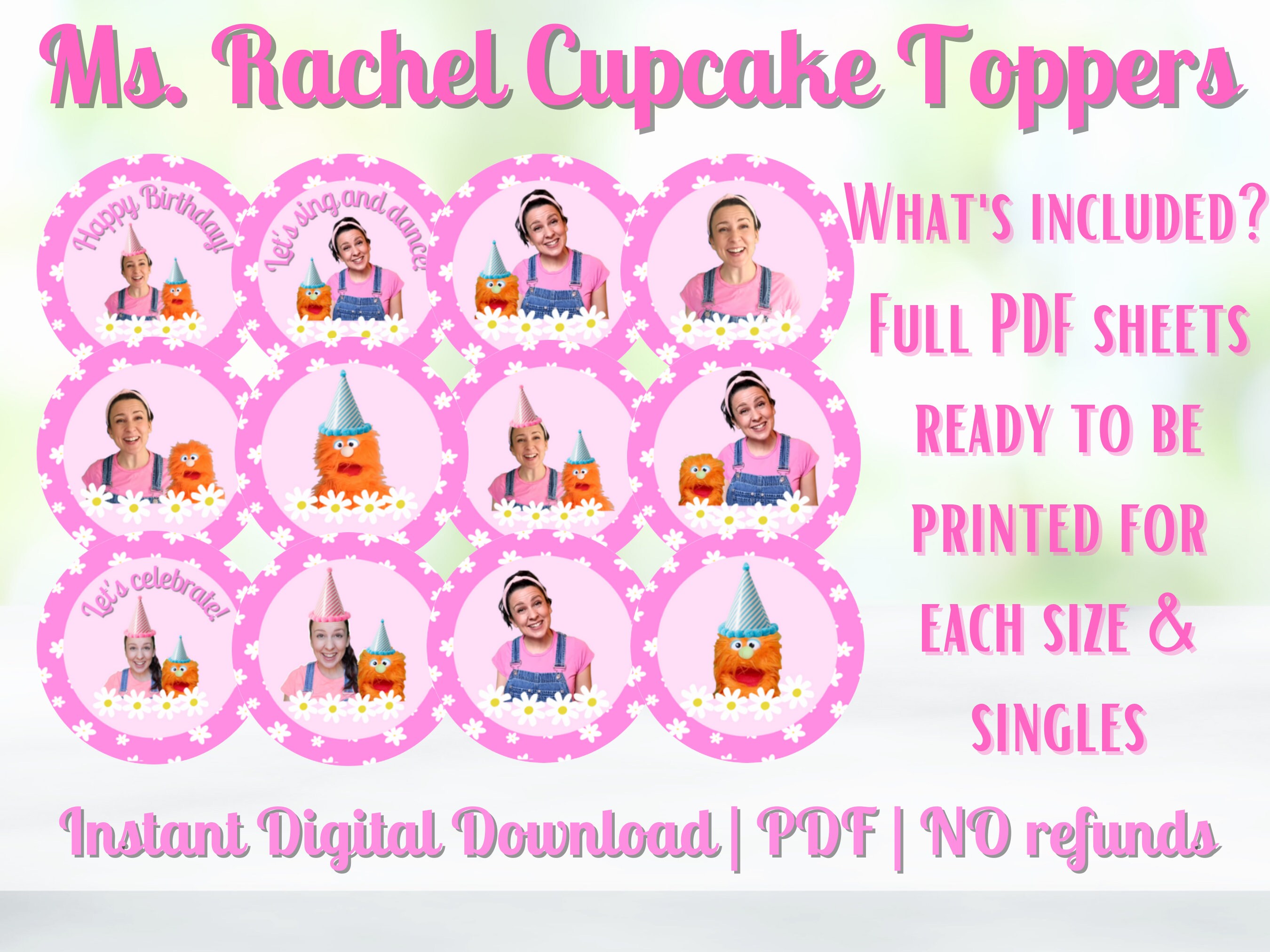 Ms. Rachel Cupcake Toppers Instant Digital Download - Etsy Canada