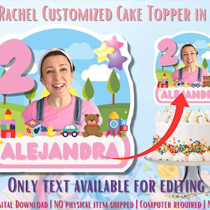 Customized Ms. Rachel Cake Topper in Pink | Ms. Rachel Birthday Party Decorations, Various Sizes, PNG, PDF, Ready to Edit, Canva Template,